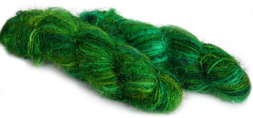 Spun Silk Sari Green Yarn