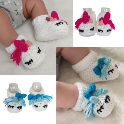 Crochet Unicorn Baby Booties Kit