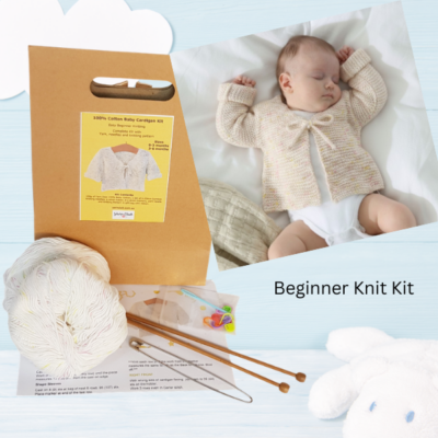 Beginner Knit Marshmallow Baby Girl Cardigan Gift Kit