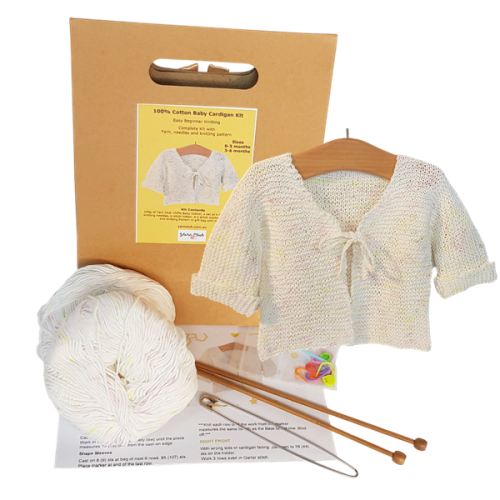 Beginner Knit Marshmallow Baby Girl Cardigan Gift Kit