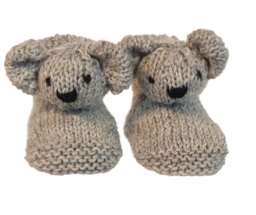 Knitted Koala Baby Booties Boxed Kit