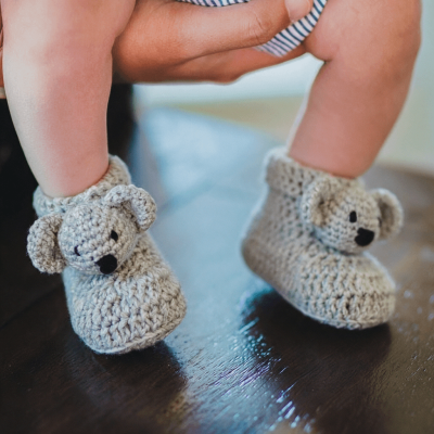 Crochet Koala Baby Booties Boxed Kit