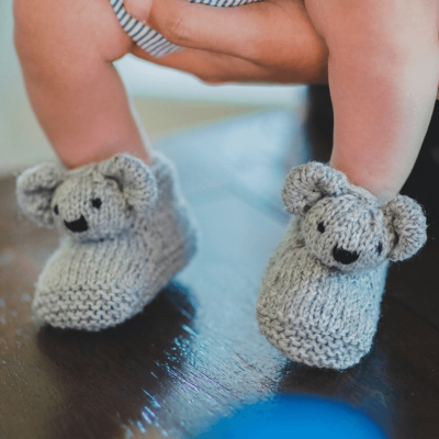 Knitted Koala Eco Baby Booties Boxed Kit