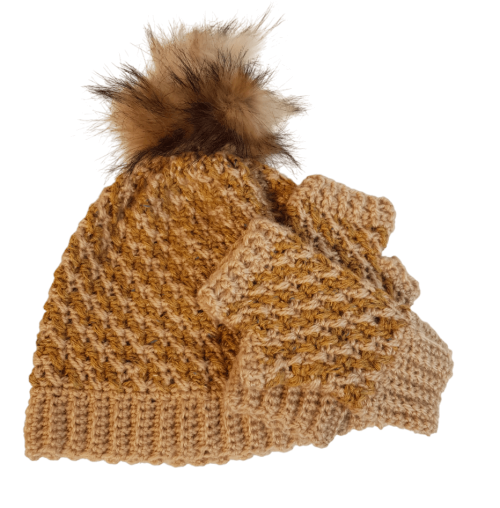 Crochet Carousel Beanie & Mitts Pattern