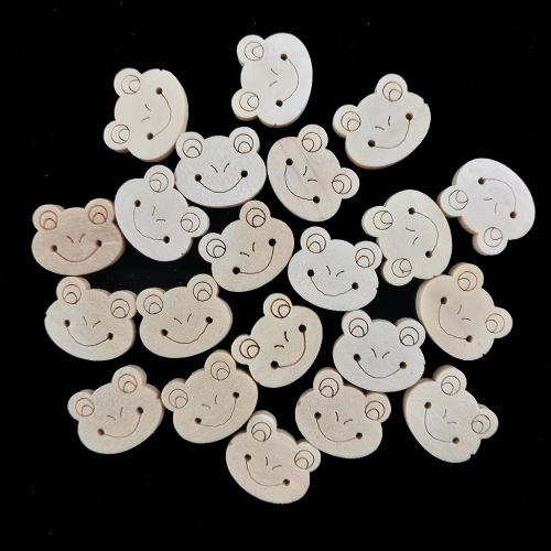 5 x Wood Frog Face Buttons - Image 2