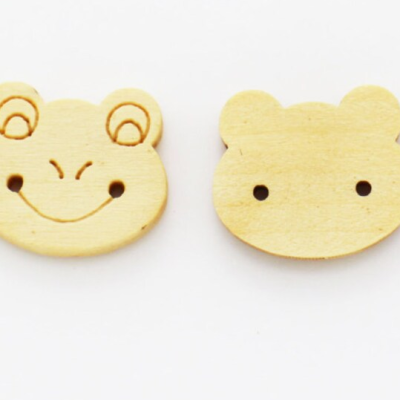 5 x Wood Frog Face Buttons