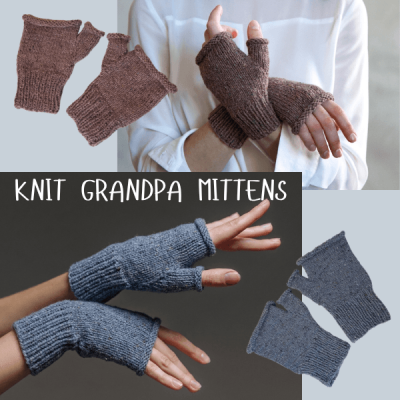 Aran Grandpa Mittens Beginner Knitting Pattern