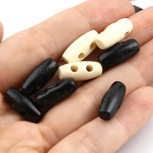 Small Wood Toggle Buttons Black or Cream 6 pack - Image 3