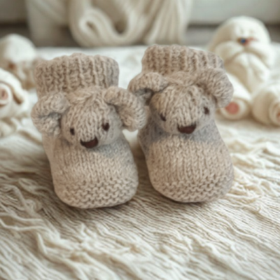 Knitted Koala Baby Booties Boxed Kit