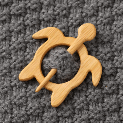Wood Scarf Brooch Turtle