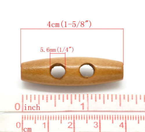 Wood Toggle Buttons 4cm Light Coffee - Image 3