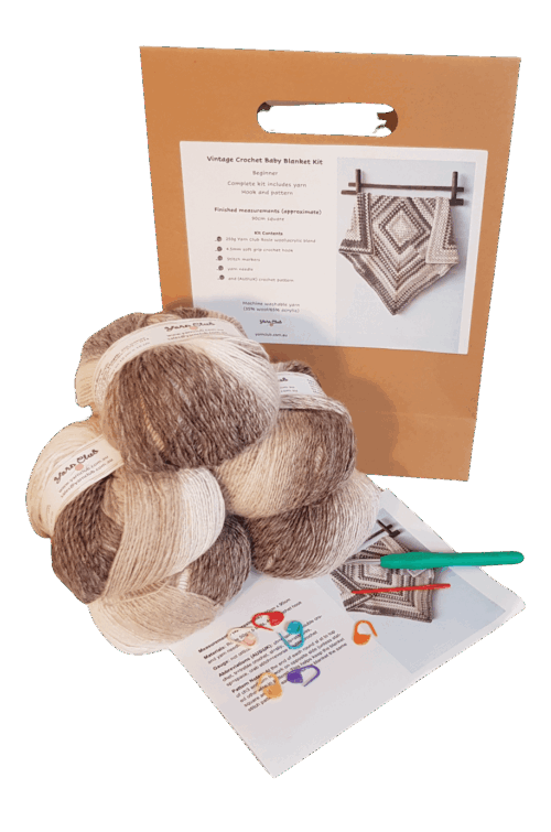 Vintage Crochet Beginner Baby Blanket Gift Kit - Image 2