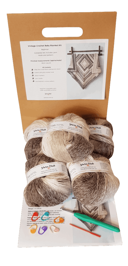 Vintage Crochet Beginner Baby Blanket Gift Kit - Image 3