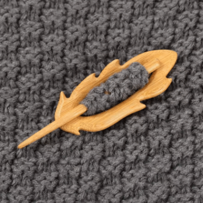 Wood Scarf Brooch Leaf