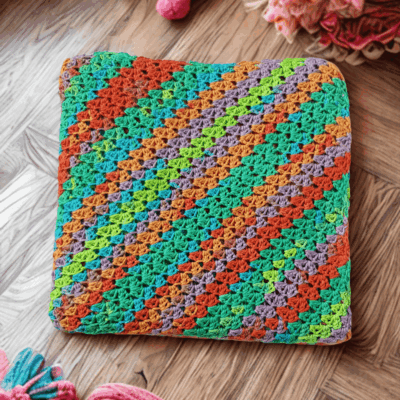 Magic Rainbow Crochet Cotton Baby Blanket Kit