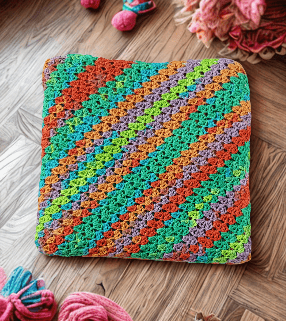 Magic Rainbow Crochet Cotton Baby Blanket Kit