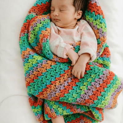 Magic Rainbow Crochet Cotton Baby Blanket Kit