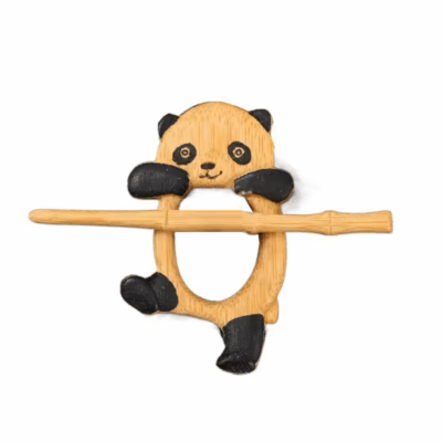 Wood Scarf Brooch Panda