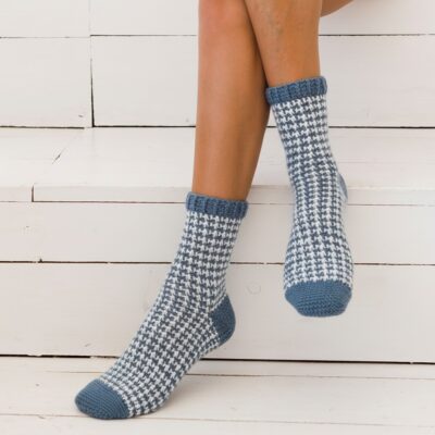 Crochet Houndstooth Socks Kit