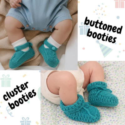 2 x Vintage Baby Booties Knitting Patterns - Style (A)
