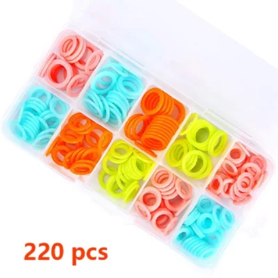 220 x Plastic Ring Stitch Markers Boxed