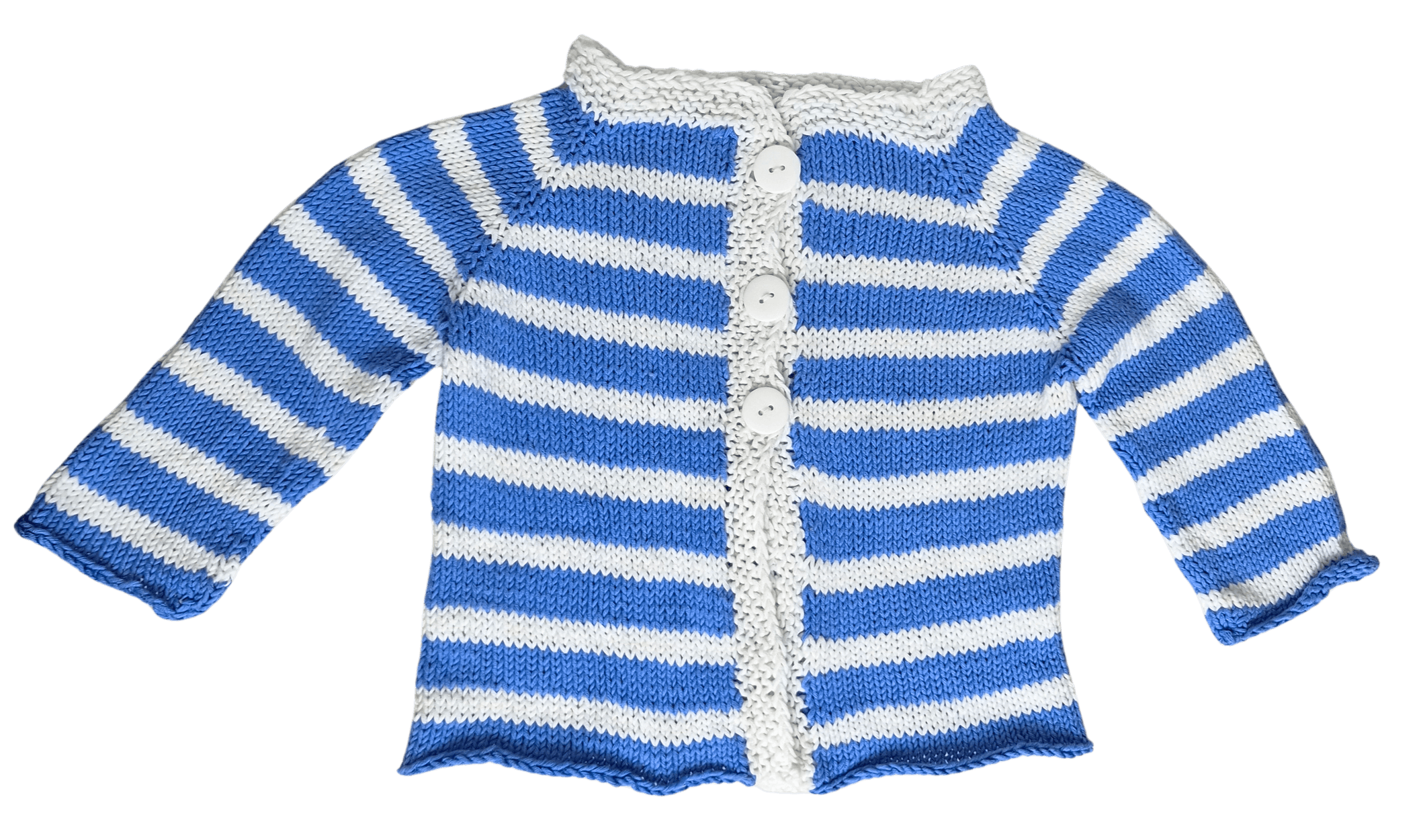Striped 8ply Cotton Baby Cardigan Pattern - Image 2